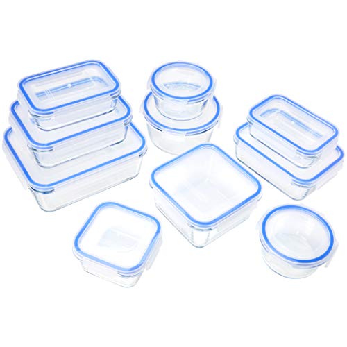 AmazonBasics - Contenitori per alimenti, in vetro, con coperchi 20 pezzi 20 - Ilgrandebazar