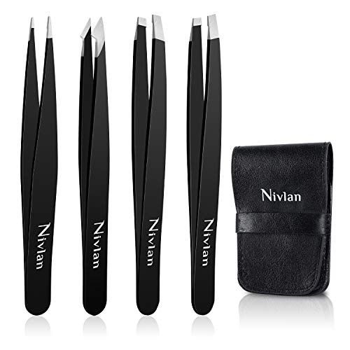 Pinzette per Sopracciglia, Nivlan 4 Pcs Pinzetta Sopracciglia Professionale...