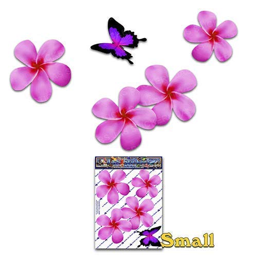 Fiore frangipani plumeria rosa doppio + farfalla adesivi auto autoadesivi -... - Ilgrandebazar