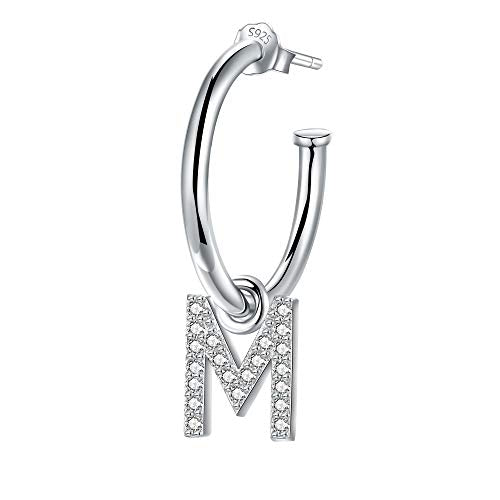Lydreewam Orecchini Cerchio Donna Argento Sterling 925 Lettera A-Z Pendenti M - Ilgrandebazar