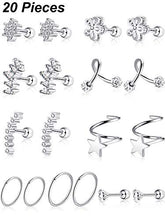 Carica l&#39;immagine nel visualizzatore di Gallery, 16G Acciaio Inossidabile Orecchini Trago di Cartilagine Stud Colore Set 4 - Ilgrandebazar