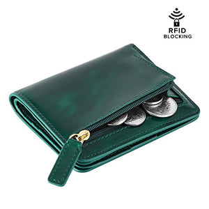 Kattee Portafoglio Donna Pelle, Portamonete Tasca con Cerniera, Verde