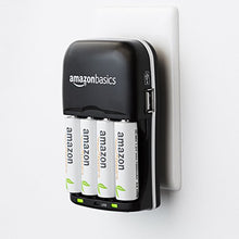 Carica l'immagine nel visualizzatore di Gallery, AmazonBasics - Carica batterie con porta USB per Ni-MH AA e AAA