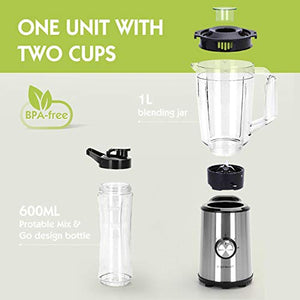 Aigostar Baron – Frullatore portatile 2 in 1 per frutta e verdura. 350W e...