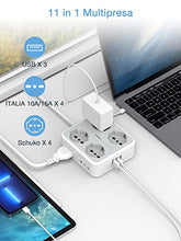 Carica l&#39;immagine nel visualizzatore di Gallery, TESSAN Ciabatta Multipresa con USB, Multipresa Elettrica con 4 Schuko e 4 Bivalenti 10A/16A, Ciabatta Multipresa con 3 USB e Interruttore Bipolare, Multipresa con Cavo 2M e Spina 16A, 3680W