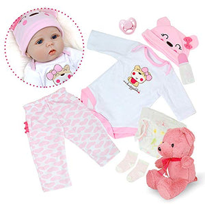 Bambola Reborn Ragazza Bambina Femmina Silicone Vinile Vestiti Bianco e Rosa - Ilgrandebazar
