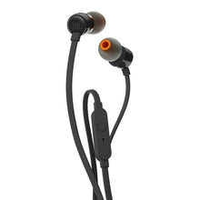 Carica l&#39;immagine nel visualizzatore di Gallery, JBL T110 Cuffie In Ear con Microfono, Cavo Piatto Antigroviglio, Comando a un pulsante, JBL Pure Bass Sound, Nero