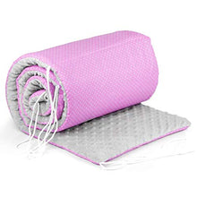 Carica l&#39;immagine nel visualizzatore di Gallery, Paracolpi lettino 4 lati 420 x 30 cm, Rosa bianco COTONE + MINKY grigio