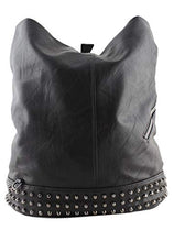 Carica l&#39;immagine nel visualizzatore di Gallery, Zaino Donna con Borchie in Pelle pu a Sacco Nero, Zainetto Borchiato per Nero