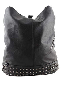 Zaino Donna con Borchie in Pelle pu a Sacco Nero, Zainetto Borchiato per Nero