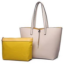 Carica l&#39;immagine nel visualizzatore di Gallery, Miss Lulu Borsetta da Donna Grande Ecopelle Borsa a Tracolla Hobo Tote Beige