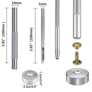 100 Set Rivetti In Metallo Per Pelle 6 Mm - Rivetti A Doppio Cappuccio Per Fai Da Te E Artigianato (Oro) - Foto 12