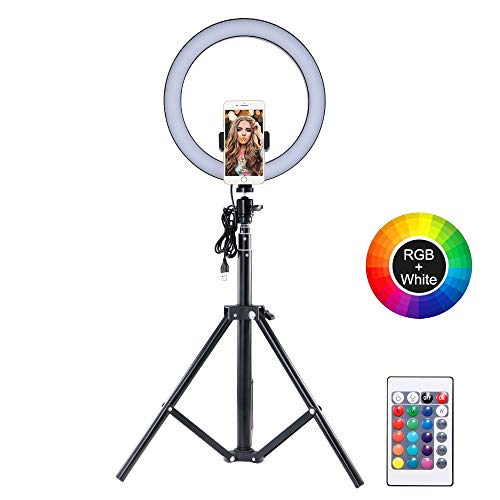 Powstro Lampada selfie LED da 10,2 pollici,Flash ad anello con treppiede a...
