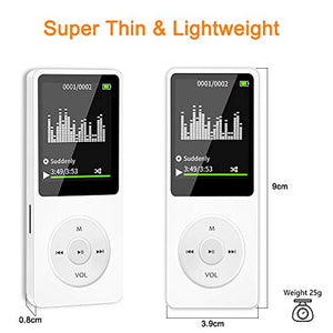Lettore MP3, Musicale da 16GB per Sport e Bianco (non bluetooth)