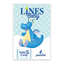 Carica l&#39;immagine nel visualizzatore di Gallery, Lines Baby Small, 4 Pannolini, Taglia 1-2 (2-6 Kg), Confezione Prova S - Ilgrandebazar