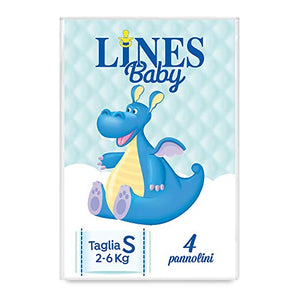 Lines Baby Small, 4 Pannolini, Taglia 1-2 (2-6 Kg), Confezione Prova S - Ilgrandebazar
