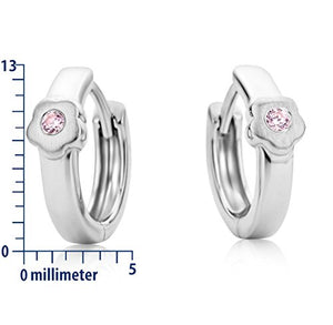 Miore Orecchino per Bambina Cerchio Argento 925 con Fiore - Ilgrandebazar