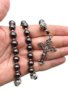 Nazareth Store Rosario in ematite Collana con perline di pietra nera... - Ilgrandebazar