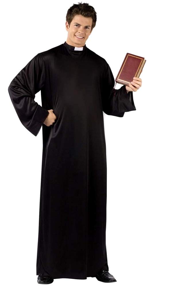 LEGISDREAM Vestito di Carnevale Sacerdote-Tunica Nera- Idea Nero
