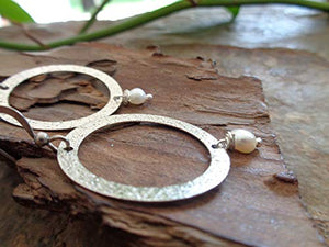 ♥ PERLA D'ACQUA DOLCE IN ANELLO GLITTER ♥ orecchini grandi e leggeri