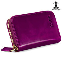 Carica l&#39;immagine nel visualizzatore di Gallery, Kattee Porta Carte di Credito in Vera Pelle con Protezione RFID, Viola Rossa