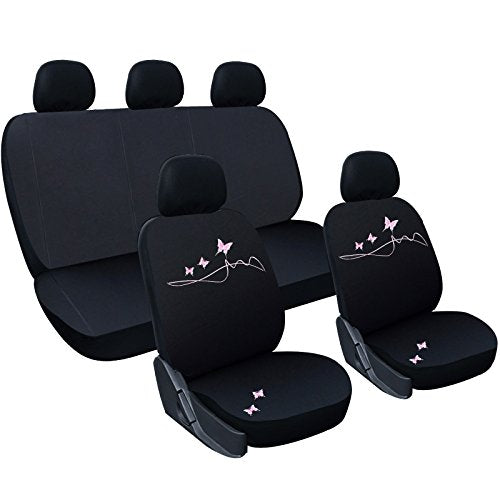 WOLTU AS7304 Set Completo di Coprisedili per Auto Macchina Seat Rosa-Nero