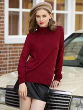 Carica l'immagine nel visualizzatore di Gallery, Woolen Bloom Maglione Collo Alto Donna Felpa Ragazza XXL, Vino Rosso
