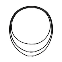 Carica l&#39;immagine nel visualizzatore di Gallery, Tagaremuser 3 Collane in pelle, 3 mm, nero, ecopelle, con chiusura in... - Ilgrandebazar
