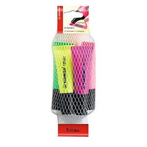 Evidenziatore - STABILO NEON - Retina da 5 Giallo/Arancio/Rosa/Verde/Magenta - Ilgrandebazar