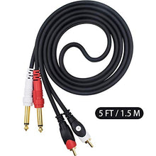 Carica l'immagine nel visualizzatore di Gallery, Duttek 5 ft/1.5 m 2 * 6.35 mm 1/Cavo Audio Jack da 10,2 cm Stereo Maschio...