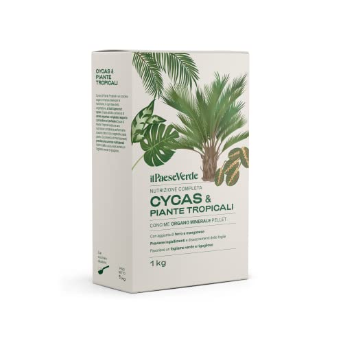 Concime Piante Verdi Tropicali 1kg - Fertilizzante Piante Verdi Naturale Per Cycas Con Azoto Organico, Fosforo E Potassio Per Foglie Sempre Verdi E Rigogliose - Il Paese Verde