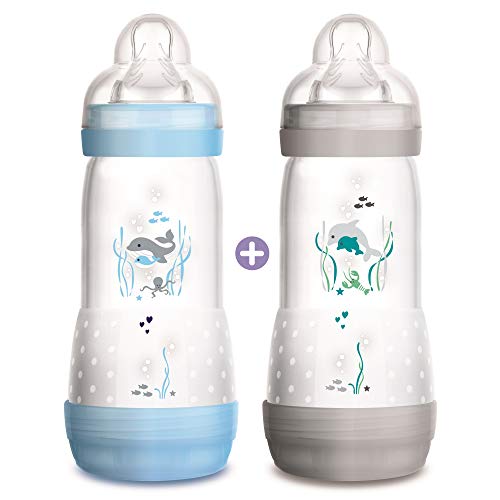 MAM Biberon Set di 2 anti-coliques con ciuccio flusso 3 per Ragazzo 320 ml - Ilgrandebazar