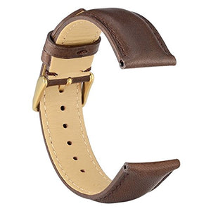 WOCCI Cinturino in Pelle Retrò con Fibbia Oro per 18mm, Marrone Scuro