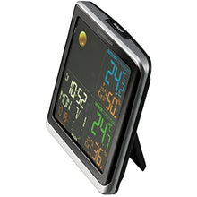 Carica l'immagine nel visualizzatore di Gallery, Bresser ClimaTemp TB 7007201 Stazione meteo wireless con sensore da esterno, stazione meteo con display a cristalli liquidi a cristalli liquidi LCD a colori e due sveglie, nero grigio
