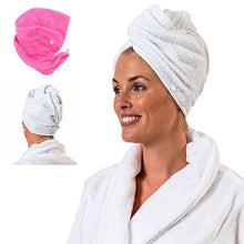 Carica l&#39;immagine nel visualizzatore di Gallery, aztex Asciugamano Turbante per Capelli Chiusura ad Anello 64_x_23_cm, Bianca - Ilgrandebazar