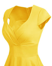 Carica l'immagine nel visualizzatore di Gallery, bbonlinedress Donna 50s 60s Linea Rockabilly abito manicotto della S, Yellow - Ilgrandebazar