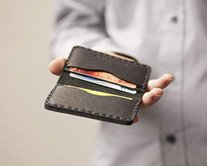 Nero portafoglio in pelle. Porta Carte di credito, contanti o carta...