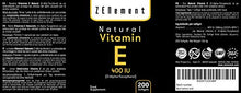 Carica l'immagine nel visualizzatore di Gallery, Vitamina E Naturale - 400 IU (D-alfa-tocoferolo), 200 Capsule Softgel |...
