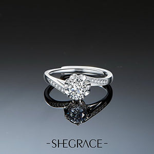 SHEGRACE Anello da Donna in 925 Argento Puro, Fiore con AAA Cubic Zirconia,... - Ilgrandebazar