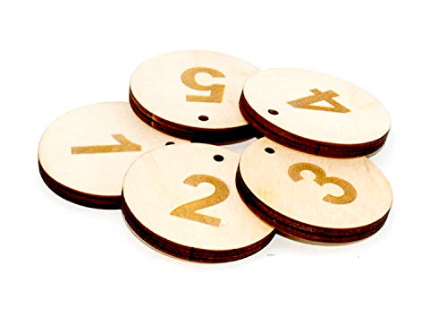 OriginDesigned - Portachiavi Circolare, numerato da 1 a 5, in Legno 6 mm,...