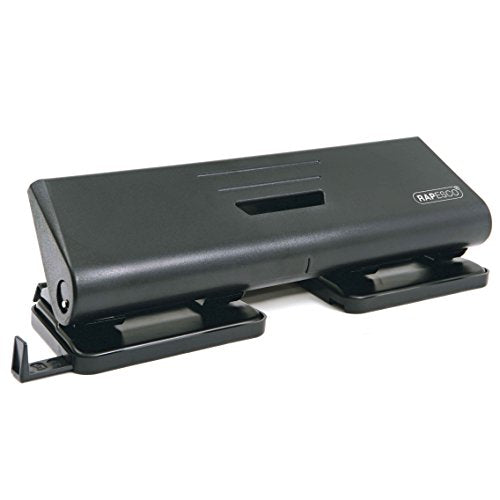 Rapesco Perforatore a 4 fori 75-P, Fora fino a 16 fogli 80gsm, Nero - Ilgrandebazar
