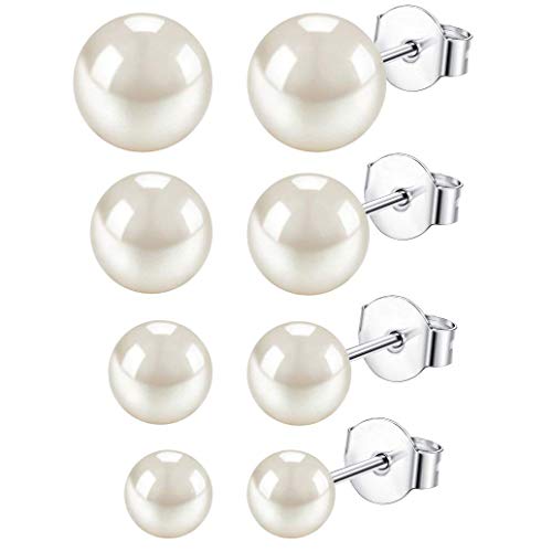 Finrezio 4 Paia Orecchini A Bottone In Argento Sterling Con Perla D'acqua... - Ilgrandebazar