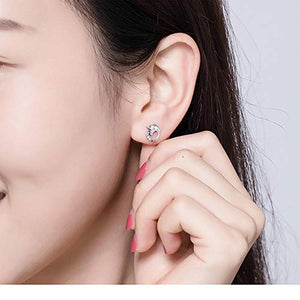 CNNIK Orecchini a forma di cuore unicorno in argento 925 per le donna...