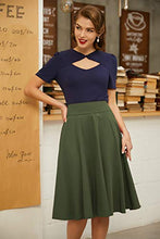 Carica l'immagine nel visualizzatore di Gallery, Belle Poque Gonna a Pieghe Stile Anni 50 S, Bp561-15 (Verde Oliva Scuro). - Ilgrandebazar