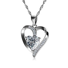 Carica l&#39;immagine nel visualizzatore di Gallery, DEPHINI - Collana a forma di cuore bianco - in argento Sterling 925 - con... - Ilgrandebazar