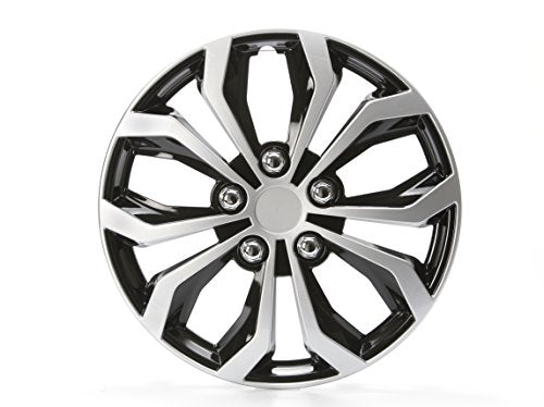 Unitec 75569 Copricerchi Daytona, Set di 4, Nero / Argento, 16 Pollici 16