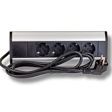 Carica l&#39;immagine nel visualizzatore di Gallery, Premium presa angolare 4 X Schuko in alluminio per cucina, ufficio, mobili....