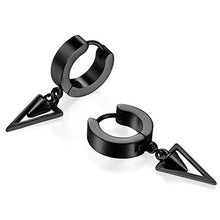 Carica l&#39;immagine nel visualizzatore di Gallery, JewelryWe Orecchini da Uomo Donna a Cerchio con Pendente in Nero - Ilgrandebazar