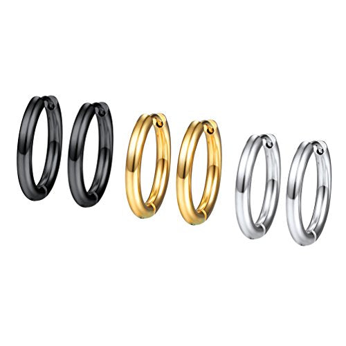 PROSTEEL Set di Orecchini Cerchio/Orecchini Clip Donna Uomo, 3/4 16 Mm/3 Paia - Ilgrandebazar