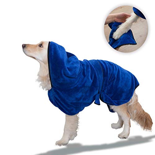 PETtyBourgeoisie - Accappatoio per cani con cappuccio + asciugamano xl